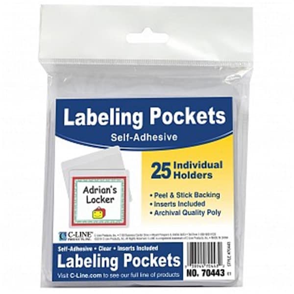C-Line Products Self-Adhesive Labeling Pockets, Clear C-33464 - main